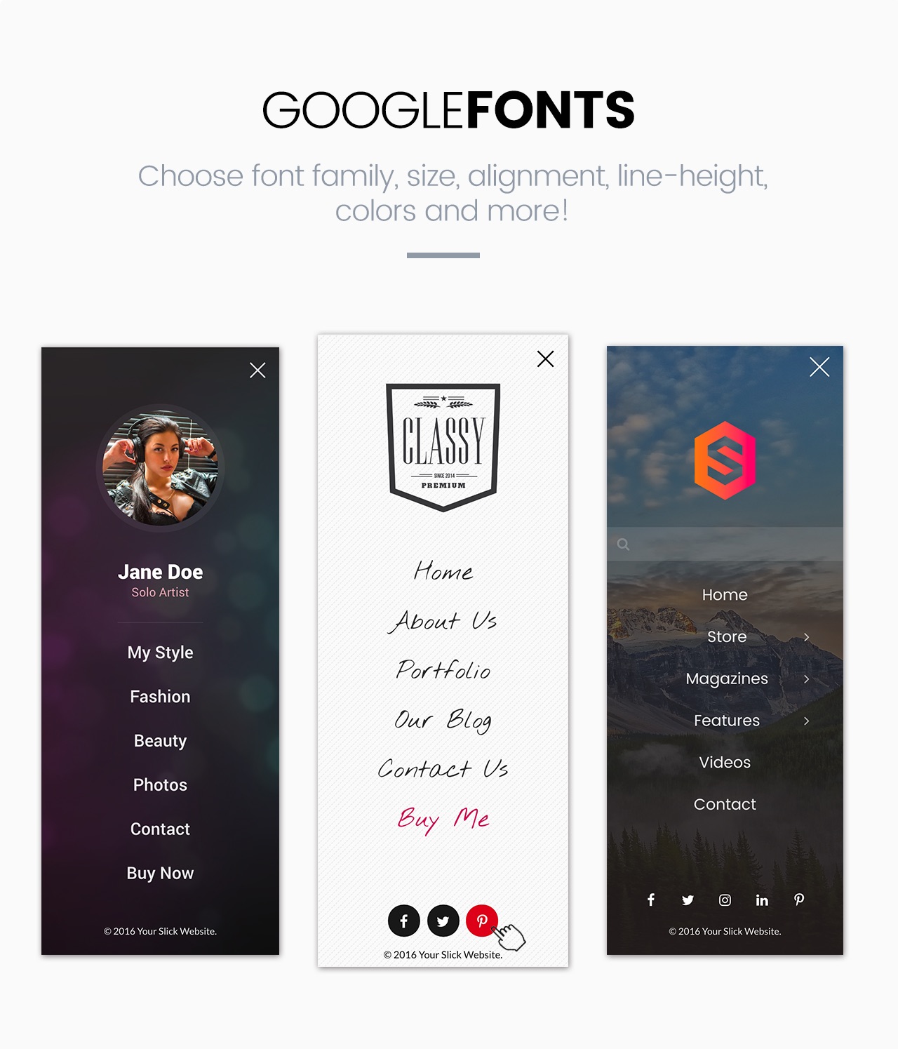 Slick Menu - Google Fonts