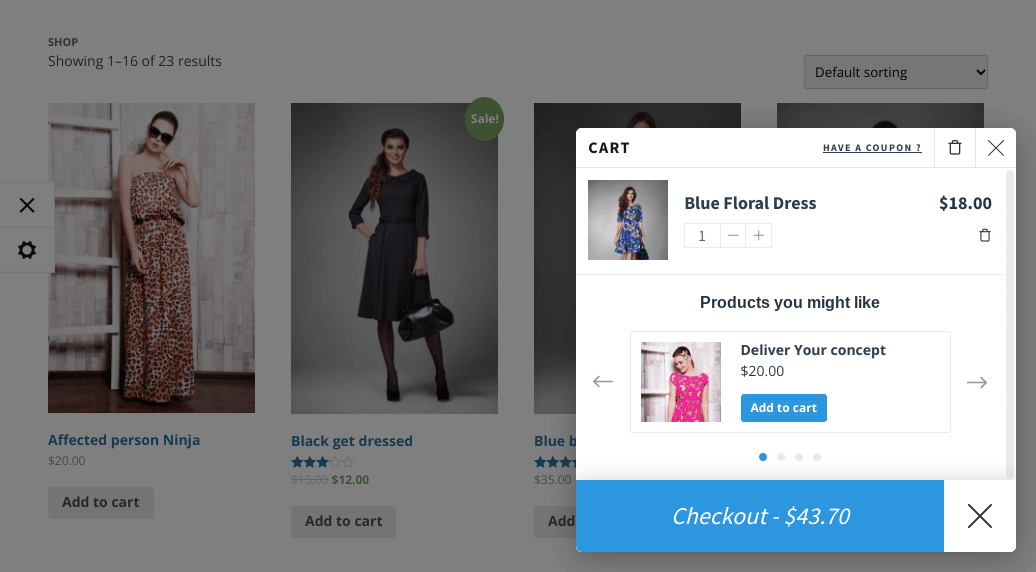 The Floating Cart for WooCommerce demo.