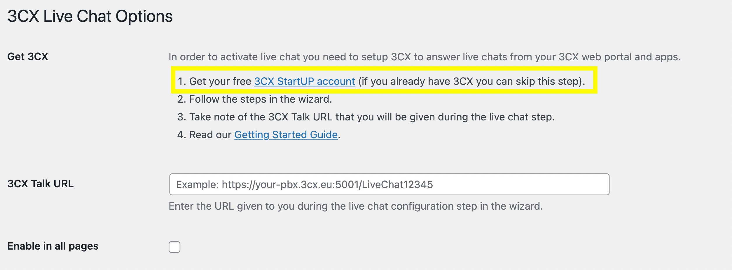 Following the steps to get 3CX Free Live Chat plugin. 
